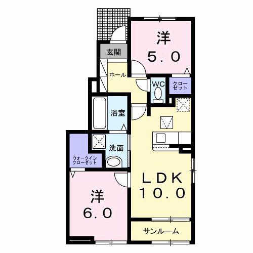 クリスタル パレス(2LDK/1階)の間取り写真