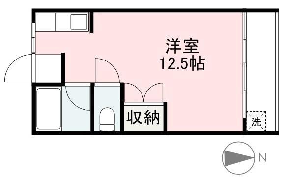 ヴィラ・アンソレイエ浜ノ町(1K/2階)の間取り写真