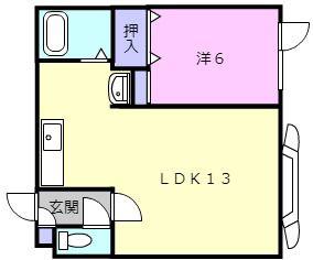 ドムール新開A(1LDK/2階)の間取り写真