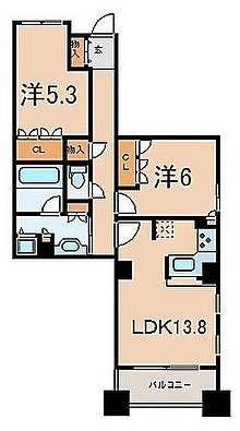 ザ・パームス日本橋マンション(2LDK/11階)の間取り写真