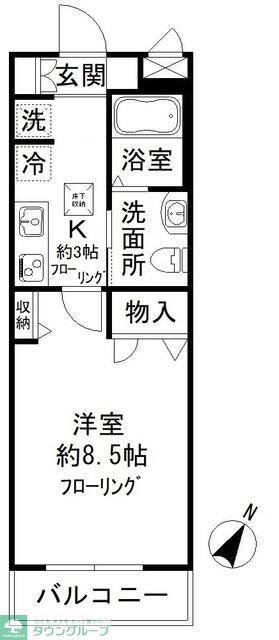 KIRIE MAISON国立(1K/1階)の間取り写真