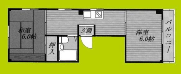 TSC烏ヶ辻マンション(2DK/3階)の間取り写真
