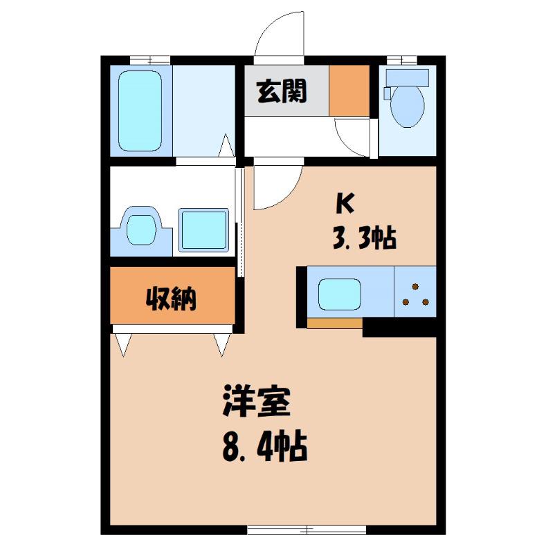 レジデンス竹富II(1K/1階)の間取り写真