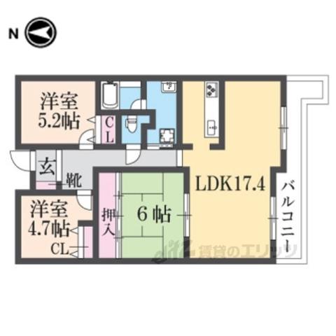 Iマンション広陵(3LDK/3階)の間取り写真