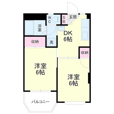 野中第3マンション(2DK/3階)の間取り写真