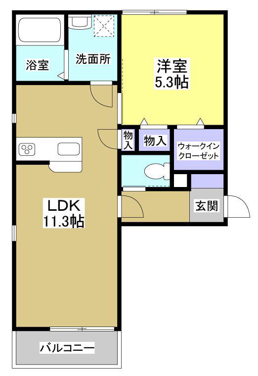 カーサフェリオ(1LDK/2階)の間取り写真