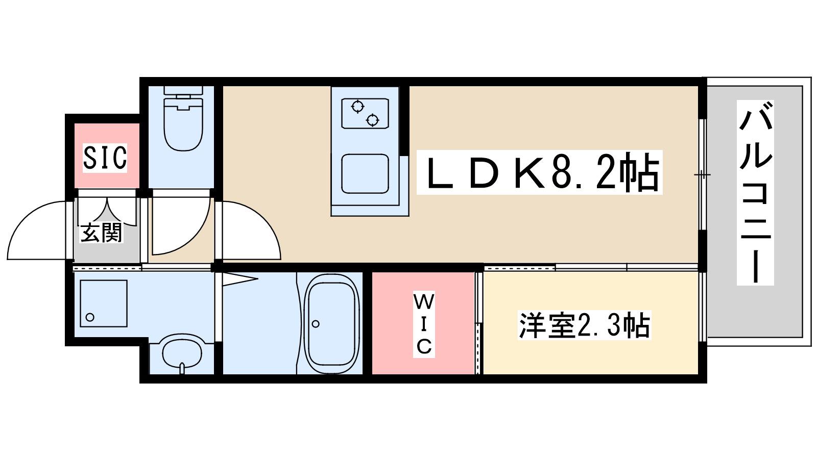 プレリスNEO大阪十三エルヴィオン(1LDK/8階)の間取り写真
