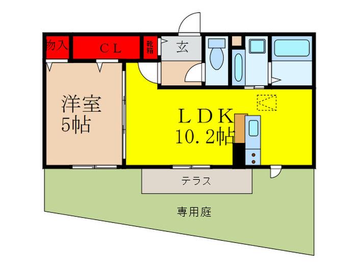 アンブロシア(1LDK/1階)の間取り写真