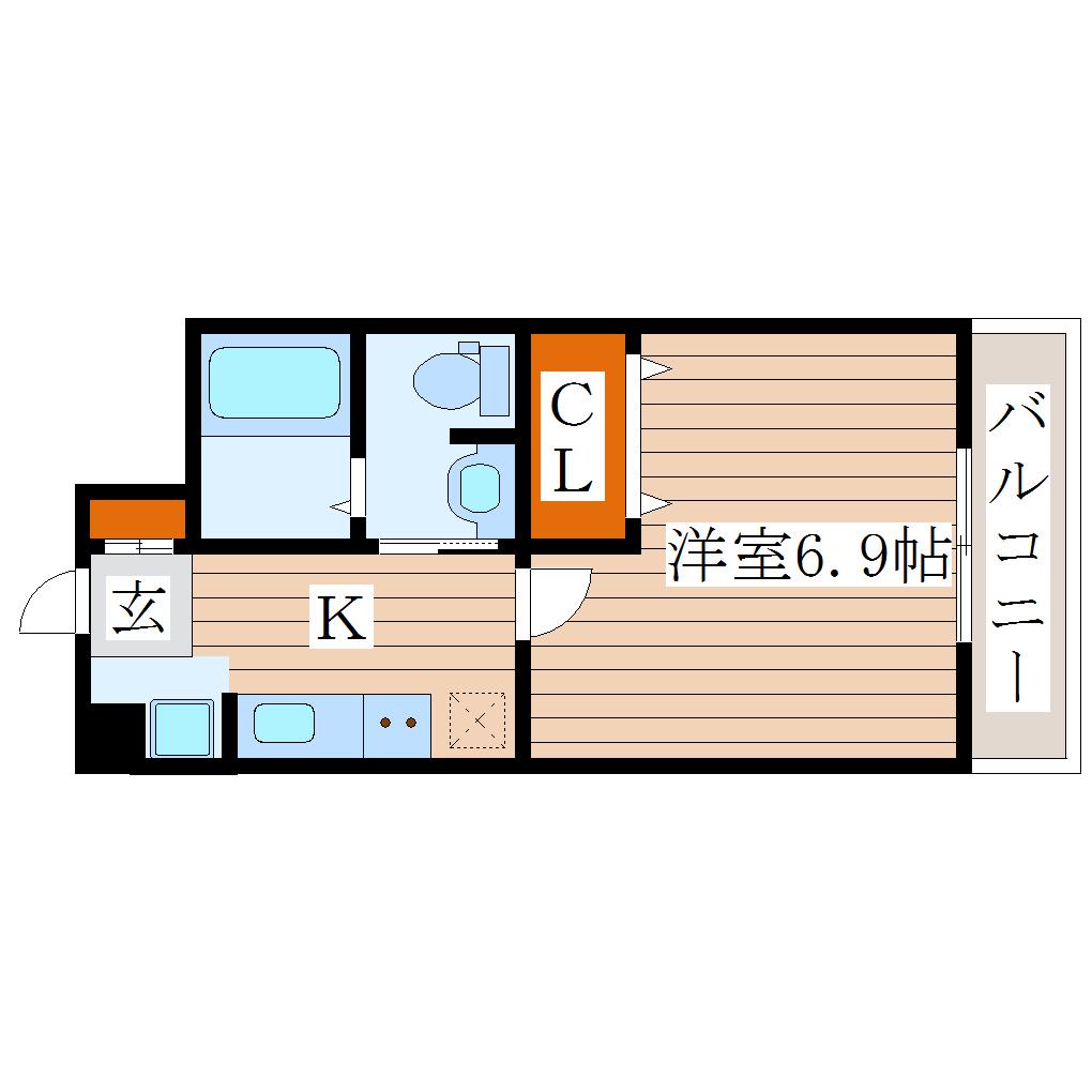 グランドール参番館(1K/1階)の間取り写真