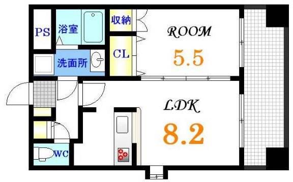 JGRACE 河原町(1LDK/5階)の間取り写真