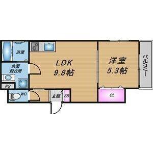 セレニティ若江東町(1LDK/1階)の間取り写真