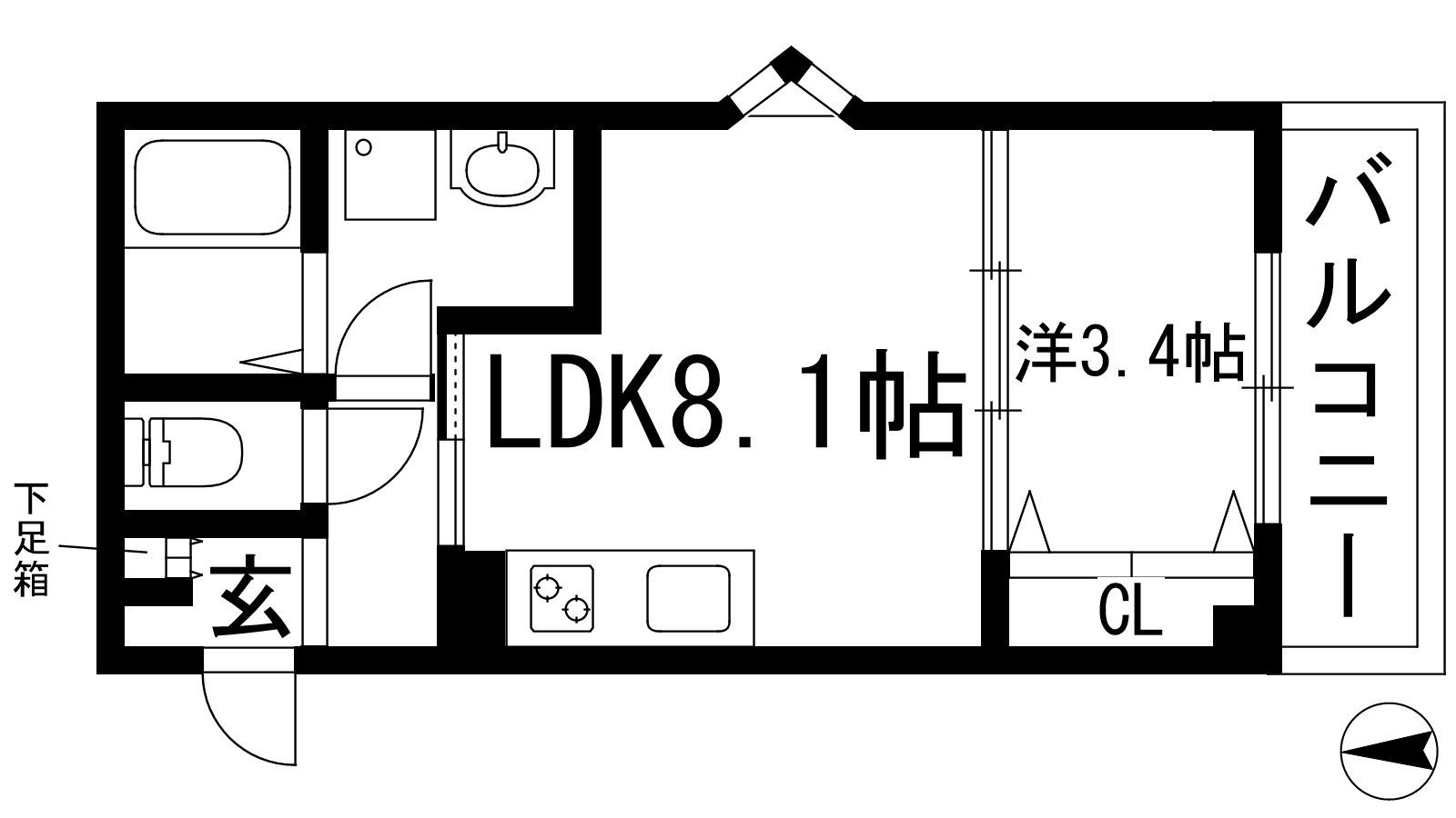 シエーナ川西中央3(1LDK/1階)の間取り写真