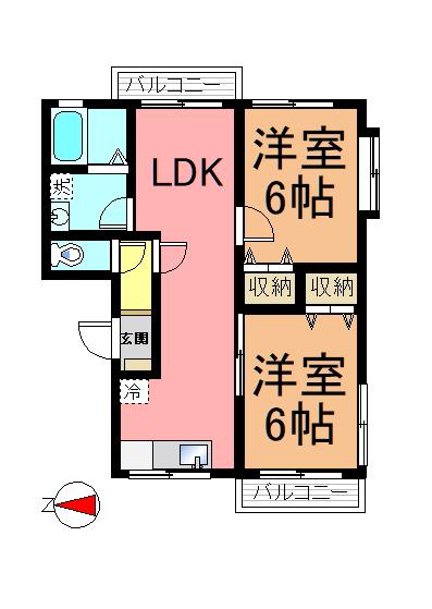 エスガーデン杉(2LDK/3階)の間取り写真