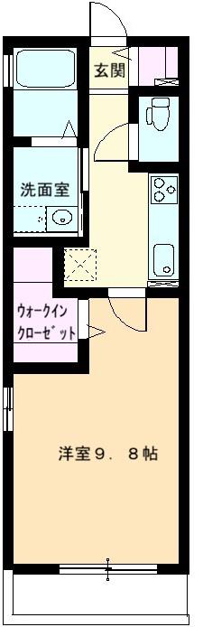 フェリーチェ B(1K/2階)の間取り写真