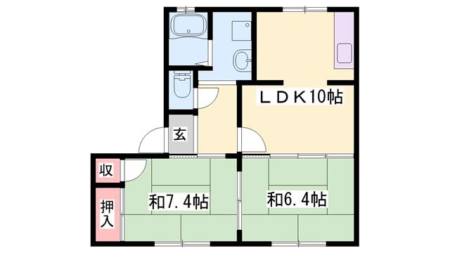 リトルフォレスト御立 D棟(2LDK/2階)の間取り写真