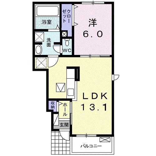 サンリットB(1LDK/1階)の間取り写真