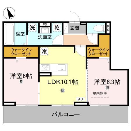 D S北条1丁目(2LDK/3階)の間取り写真