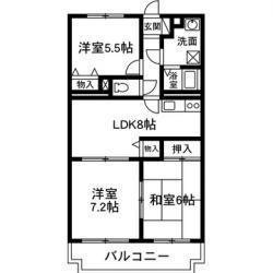 ベルメゾン参番館(3LDK/3階)の間取り写真