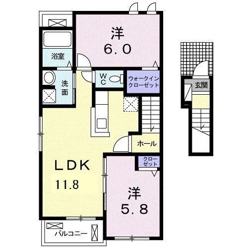 パール I(2LDK/2階)の間取り写真