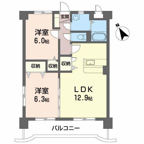 ディア・シャトレ(2LDK/1階)の間取り写真