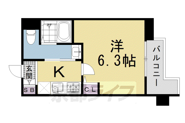 エステムコート京都駅前KOTO(1K/2階)の間取り写真