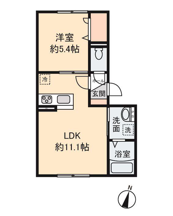 フォーシックス(1LDK/2階)の間取り写真