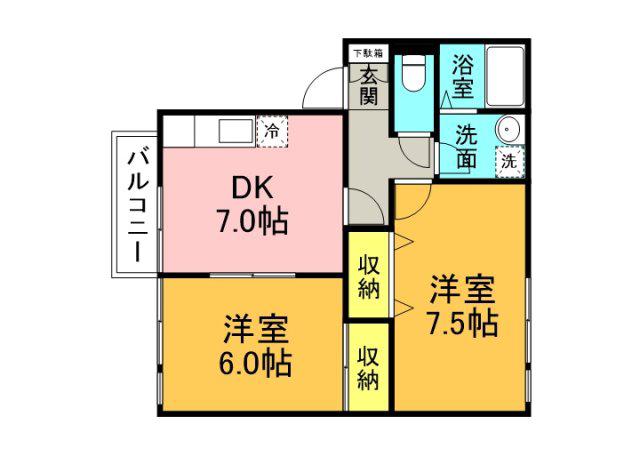 セジュールISHIDA A(2DK/1階)の間取り写真