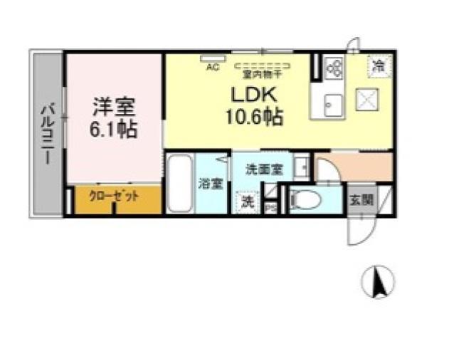 カトレアVI(1LDK/1階)の間取り写真