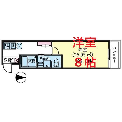 スマートVILLA千鳥(1K/4階)の間取り写真