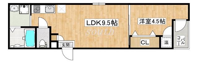 GRANDIR林寺(1LDK/3階)の間取り写真