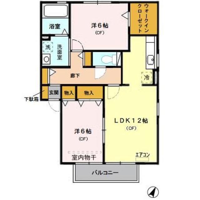 トライコートIII(2LDK/2階)の間取り写真