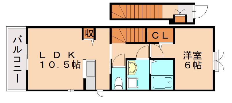 ラッフィナートカーサ(1LDK/2階)の間取り写真