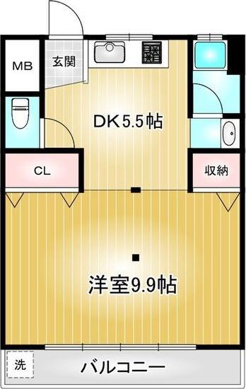 浮島マンション(1K/5階)の間取り写真