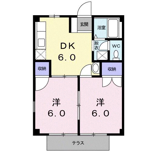 シティハイツ(2DK/1階)の間取り写真