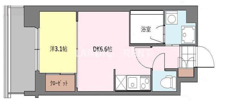ニューガイアリルーム原通NO.68(1DK/4階)の間取り写真