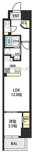 LA FORME鎗屋町(1LDK/3階)の間取り写真