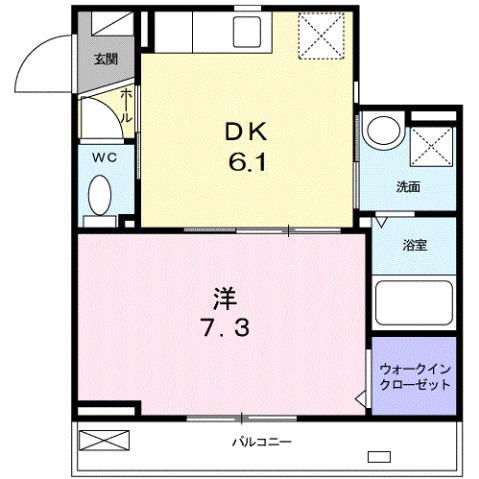 プレシャスHR(1DK/2階)の間取り写真