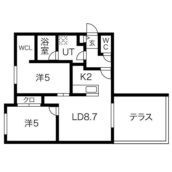 メゾン・ド・グランピエール栄通(2LDK/1階)の間取り写真