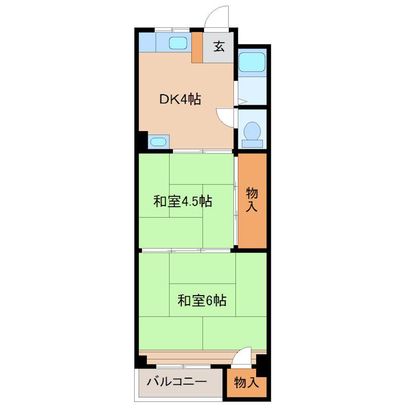 栄マンション(2DK/4階)の間取り写真
