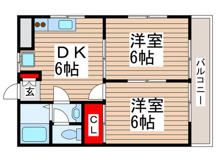 ルミネス早稲田(2DK/4階)の間取り写真