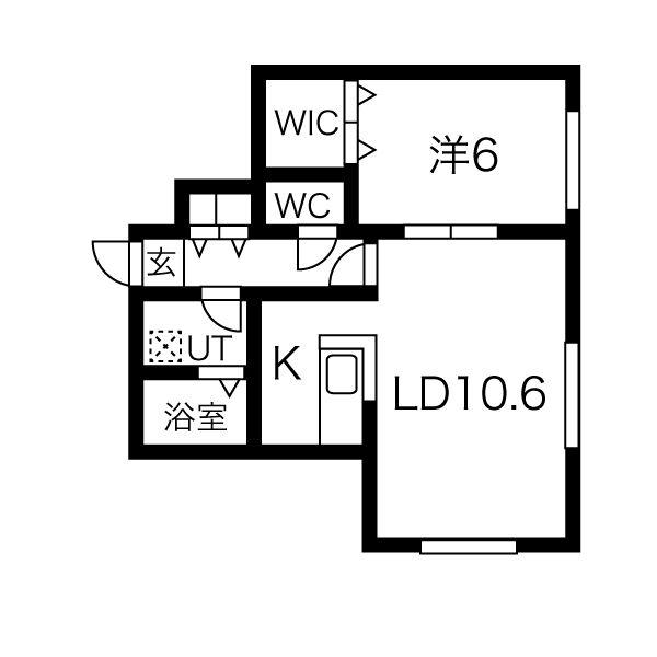 クラリス中島公園(1LDK/3階)の間取り写真