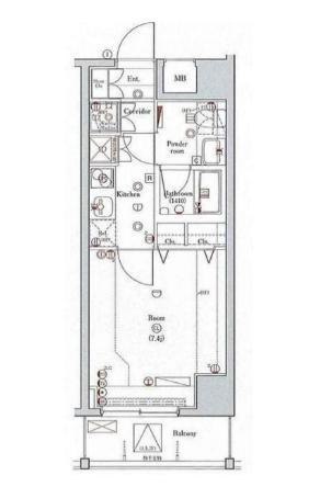 クレイシア新御徒町(1K/2階)の間取り写真