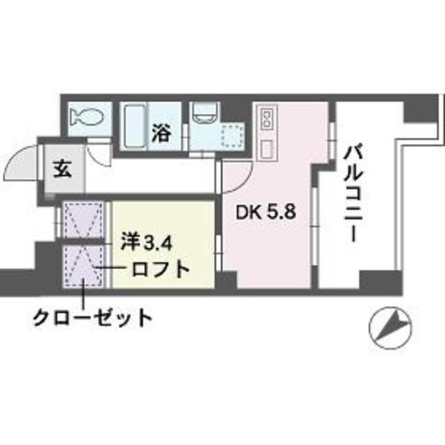 S-FORT博多東I(1DK/6階)の間取り写真