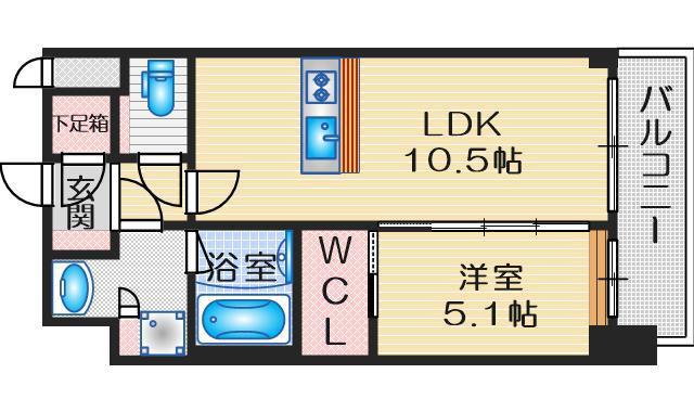 スプランディッド江坂III(1LDK/7階)の間取り写真