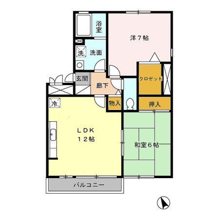 グリーンコート(2LDK/3階)の間取り写真