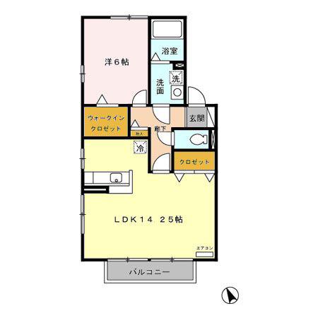 コートアステールII(1LDK/2階)の間取り写真