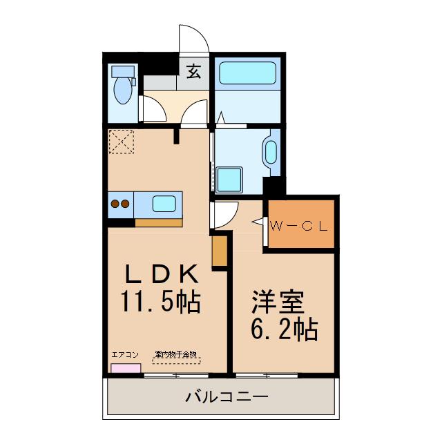 エトワール・デュノール(1LDK/2階)の間取り写真