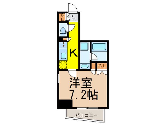 プラウドフラット清澄白河II(1K/1階)の間取り写真