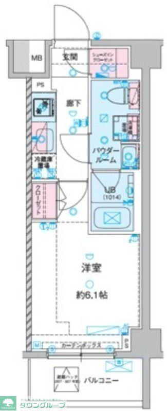 ジェノヴィア谷塚(1K/3階)の間取り写真