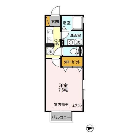 クレベール(1K/2階)の間取り写真